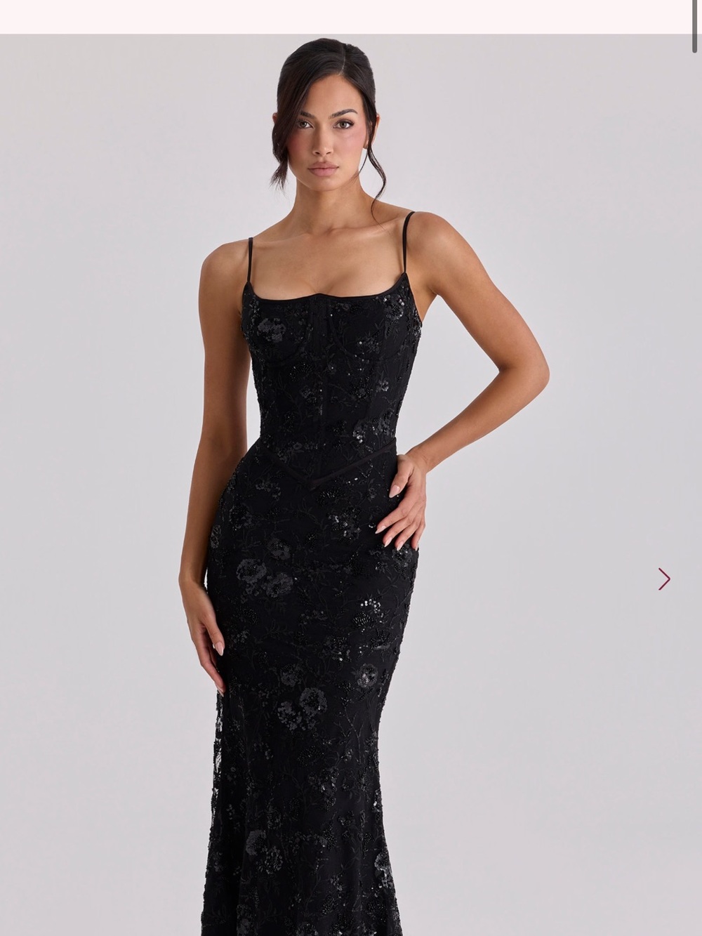 House of CB Black Strapless Sequin Embellished Gown